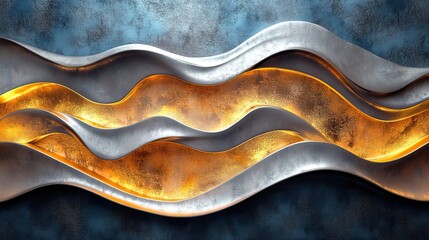 Aufkleber - shimmering abstract pattern with golden and silver wavy lines, symbolizing modern design elements.