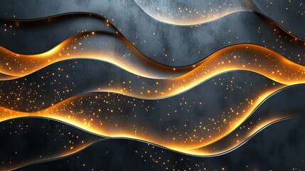 Aufkleber - shimmering abstract pattern with golden and silver wavy lines, symbolizing modern design elements.stock photo