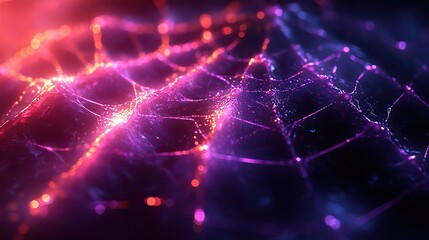 Poster - spooky spider web pattern in purple tones, adding an eerie touch to black background.image