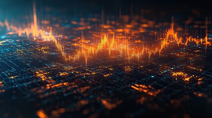 Leinwandbilder - stock market graph with upward arrows on dark background symbolizes financial growth and business success.illustration
