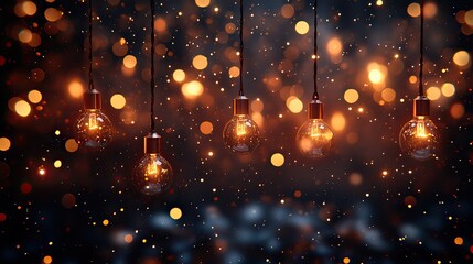 Leinwandbilder - string of glowing lights hanging against black background, creating magical and festive mood.image