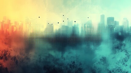 Poster - teal and lime green retro background with halftone pattern adds fun and simple vibe.stock photo