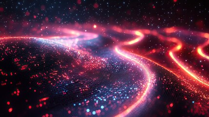 Fototapete - technological background shows digital dat flowing in motion, representing big dat storage and transfer.image