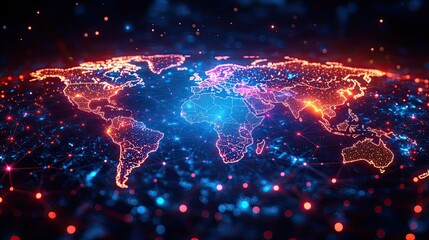 Aufkleber - technological world map presented in sleek digital format, symbolizing global connections.