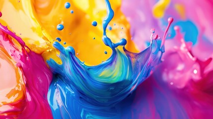 Wall Mural - a vibrant background featuring splashes of paint in various colors, creating an artistic and energet