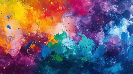 Wall Mural - a vibrant background featuring splashes of paint in various colors, creating an artistic and energet