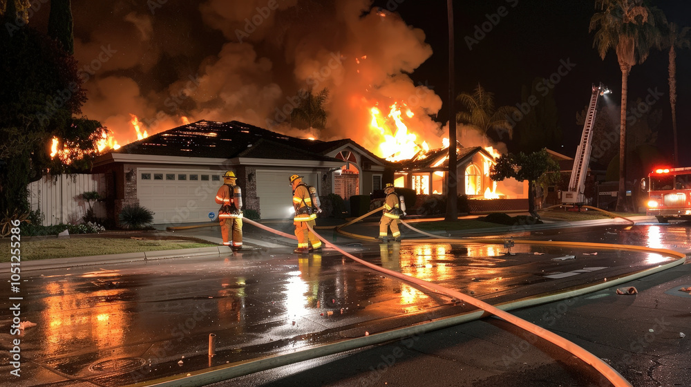 Firefighters bravely battle massive house fire in residential ...
