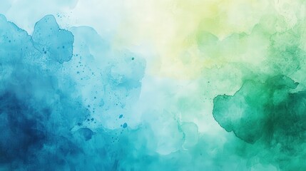 Wall Mural - a vibrant watercolor wash background in shades of blue and green, creating a serene and calming effe