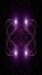 Wall Mural - abstract 3d curvy line travel light streaks pattern motion on black vertical background.