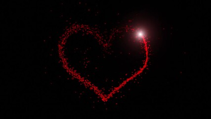 Sticker - beautiful red 3d heart rotation with flickering light loop animation.
