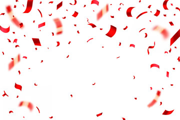 Wall Mural - Red confetti celebration party background design, Falling shiny red color confetti isolated on transparent background. Can be used for celebration, Christmas, New Year, Carnival festivity, confetti,