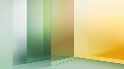 Matte glass texture with a soft gradient from green to yellow, minimalist and modern.