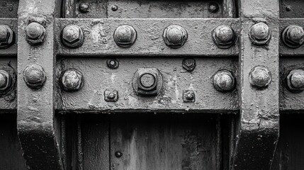 Poster - Structural Bridge Elements - Close-up on a bridges structural details, such as bolts, cables, and supports, focusing on engineering complexity.