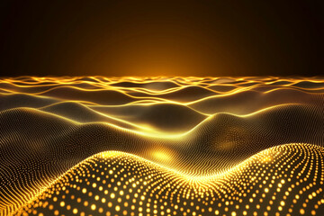Wall Mural - golden wave with a sun in the background. the sun is shining on the wave, creating a warm and inviti