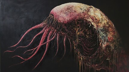 Surreal Abstract Painting: A Nightmarish Creature