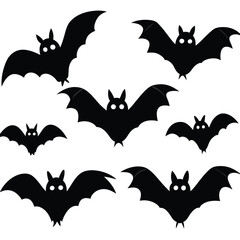 The bats vector silhouette icon has a transparent background clipart.