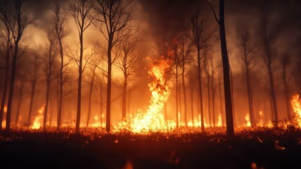 Devastating wildfire engulfs forest landscape in fiery inferno