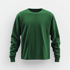 Realistic high quality green long sleeve tshirt mockup isolated