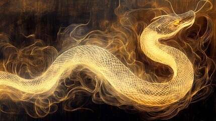 traditional chinese golden line snake illustration poster background