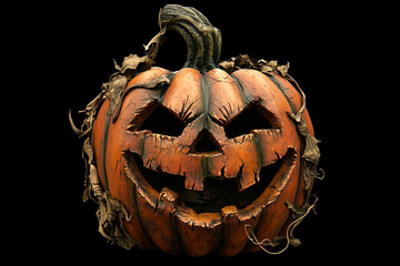 Real Jack O Lantern for halloween isolated on black background