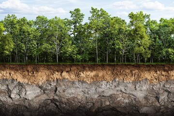 Carbon Sequestration and Climate Change Mitigation: Earth's Layers Revealing Forests, Soil, and Underground Carbon Storage