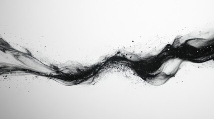 Abstract black smoke wave on a white background.