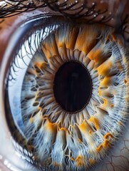 Poster - A close-up view of the intricate details of a human eye. AI.