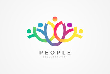 People logo design. Community human Logo with gradient color. people logo template design element. vector illustration