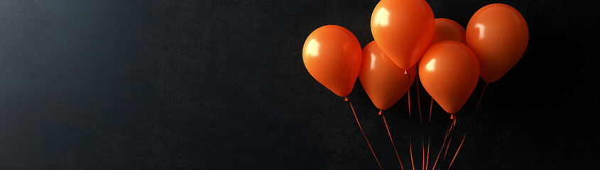 Orange balloons on a dark background, created with Generative AI technology.