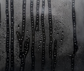 Poster - Close-up of water droplets on a window pane.