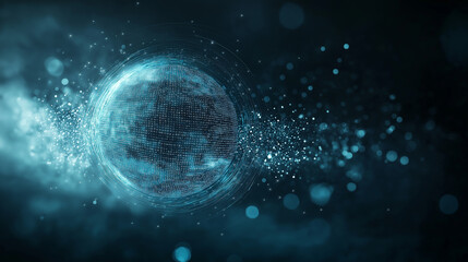 Wall Mural - A blue sphere with a lot of dots surrounding it