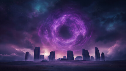 Wall Mural - A purple galaxy with a large purple circle in the middle