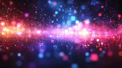 Fototapete - Vibrant Abstract Digital Art with Sparkling Multicolored Lights and Pixels : Generative AI