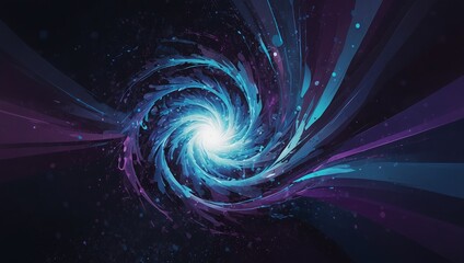 Wall Mural - abstract digital art of a swirling blue and purple background with white dots, creating a futuristic