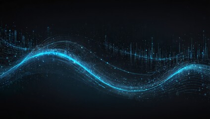 Wall Mural - data technology futuristic illustration. blue wave pattern on a dark background