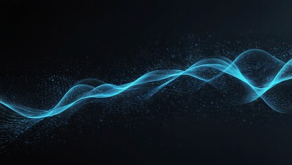 Wall Mural - data technology futuristic illustration. blue wave pattern on a dark background