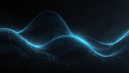 Wall Mural - data technology futuristic illustration. blue wave pattern on a dark background