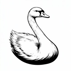 Poster - A detailed illustration of a swan in black and white.