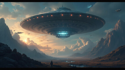 Wall Mural - spaceship and outer space
