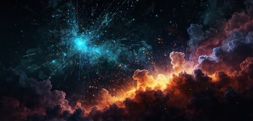 Wall Mural - the particle nebula where technology clouds give rise to new ideas and opportunities