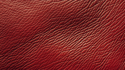 Close up of a red leather surface. The leather is smooth and shiny. The red color of the leather is bold and striking