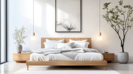 White Bedroom style Scandinavian interior design of modern