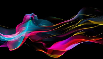 abstract 3D figure on a black background. Portal with light effects for banner or poster. Abstract rainbow distortion refraction background