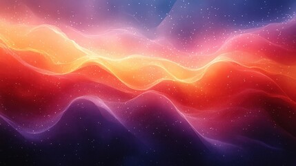 Abstract Cosmic Landscape with Glowing Waves and Scattered Stars