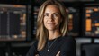© Aleksandr S - Successful CEO confidently leading a team of executives in a modern office setting, equipped with advanced technology, showcasing her leadership skills in a pivotal business moment