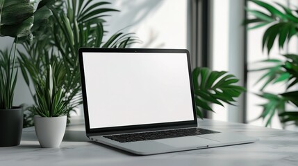 Sticker - Mockup image of a blank screen laptop on a white background 