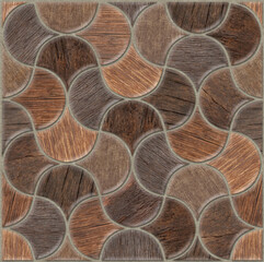 wood seamless Wall and Floor with a modern abstract mosaic geometric pattern.
