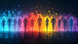 © HQAsset - Group of People Walking in Abstract Colorful Background
