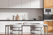 © ImageFlow - Classsical home kitchen interior with dining table and cabinet, closeup