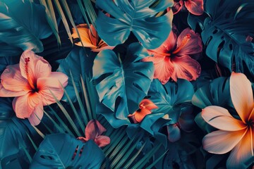 A macro shot of a collection of colorful flowers